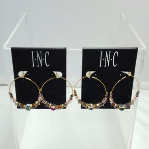 2 for $21 Inc mve glass bead gold wired hoop
